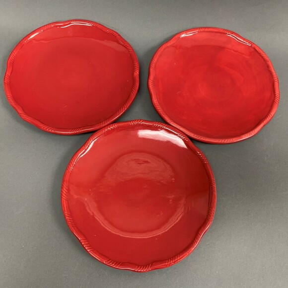 Tracy Porter Jolly Ol Snowy Salad Plates Red Lot of 3 - Picture 2 of 11